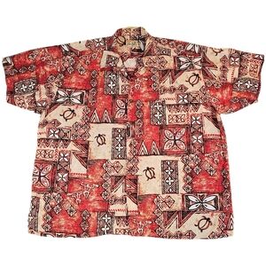 Vintage Eddie‎ D 2XB Hawaiian Aloha Short Sleeve Men Shirt Sea Turtle Patchwork